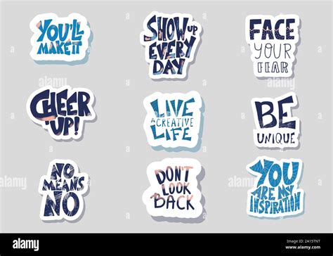 Sticker Quotes Isolated Motivational Hand Drawn Lettering Collection