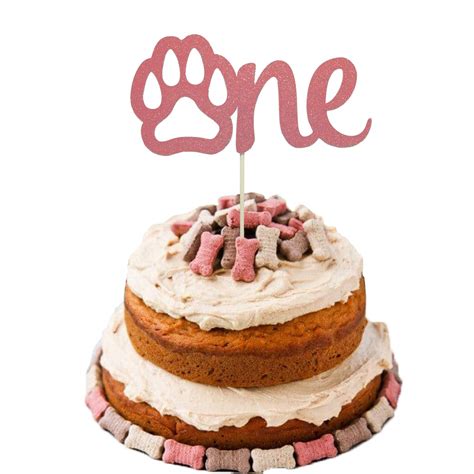 Dog Cake Topper 1 Rose Gold Glitter Dog 1st Birthday Cake Topper Let