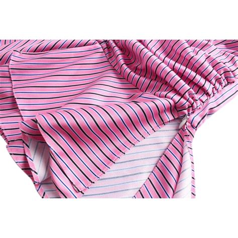 Balenciaga Striped Pussy Bow Ruched Waist Peplum Top EvaChic