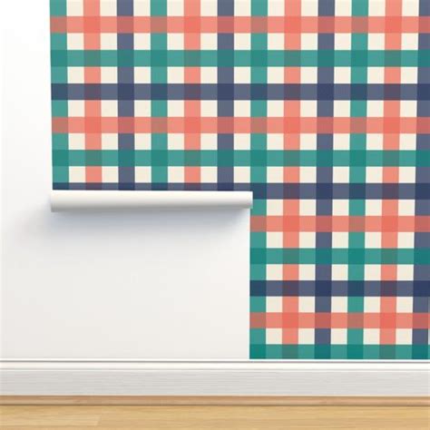 Checkerboard Coastal Chic Collection Wallpaper Spoonflower