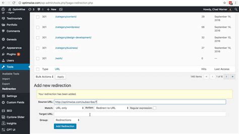 How To Create Redirects With Redirection Wordpress Plugin Youtube