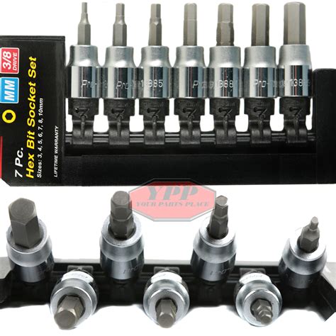 7 Piece 3 8 Drive Hex Socket Set Metric Pro Grade Hex Bit Allen Socket Set Ebay