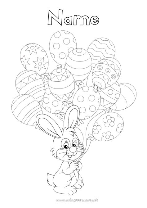 Coloring Page No 1228 Balloons Spring Bunny