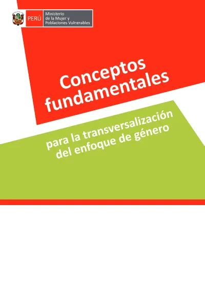 Conceptos Fundamentales Para La Transversalizaci N Del Enfoque De G Nero