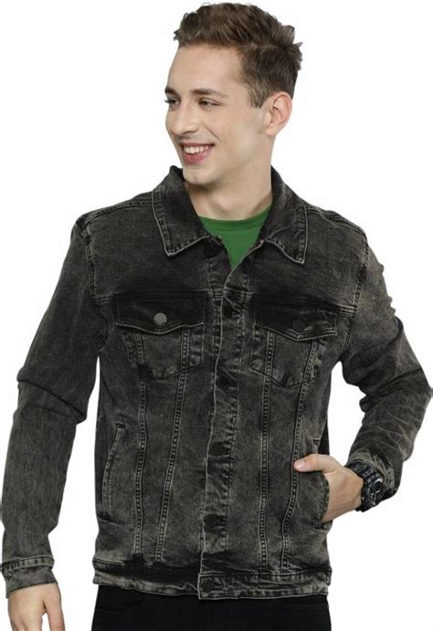 Buy Klizen Men Grey Solid Denim Full Sleeve Jacket Online At Best