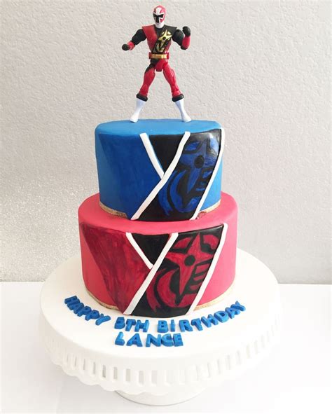 Power Rangers themed cake - red ranger and blue ranger | Cake, Themed ...