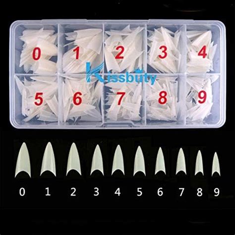 Kissbuty 500 Pcs Stiletto Nails Natural Color Sharp Ending