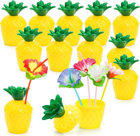 Amazon CHENGU 24 Pieces Pineapple Cups Plastic Pineapple Drink