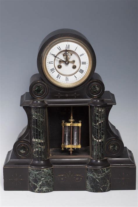 Bid Now Table Clock France 19th Century Marble And Mercury Pendulum