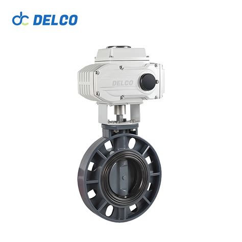 Upvc Series Motorized Plastic Butterfly Valves Delco Valve Motorized