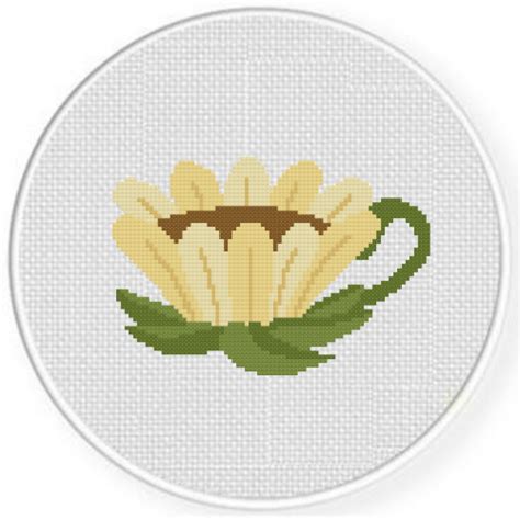 White Flower Teacup Cross Stitch Pattern Daily Cross Stitch