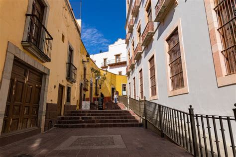 Guanajuato City Historic Center. Colorful Homes Built on Hillside Stock ...