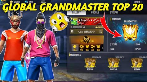 🔴 Free Fire Live Rank H Global Grandmaster Top 20 Youtube