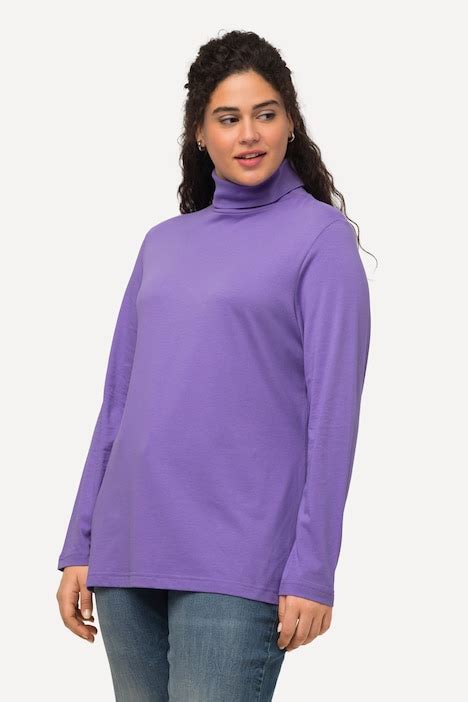 T Shirt Col Roul Et Manches Longues Coupe Slim Fit Lilas Clair