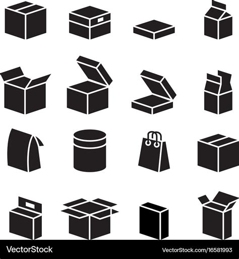 Silhouette Box Packaging Icon Royalty Free Vector Image