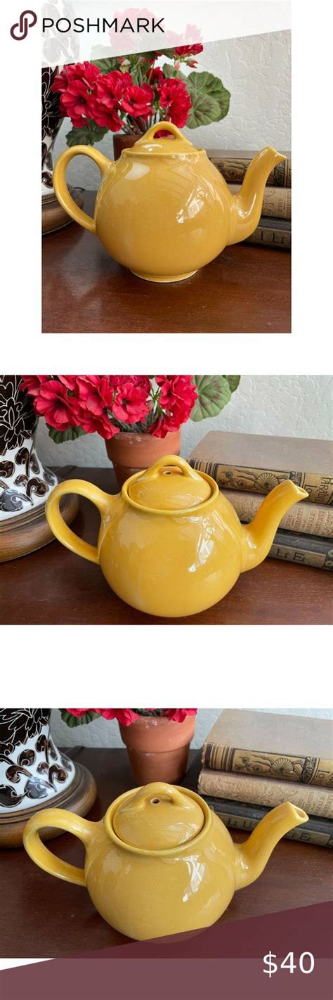 Vintage Lipton S Tea Ceramic Teapot By Hall China Mustard Yellow 1940 S