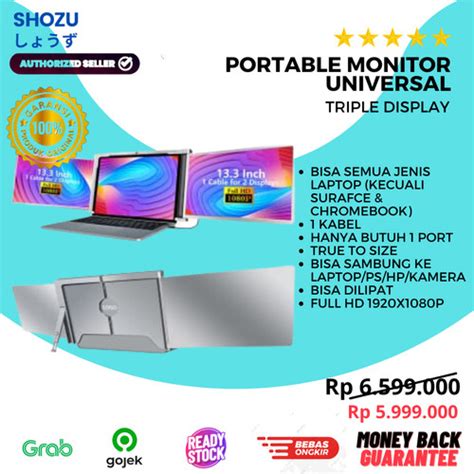 jual portable monitor triple display universal  cable fhd