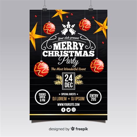 Affiche De La Fête De Noël Vecteur Gratuite