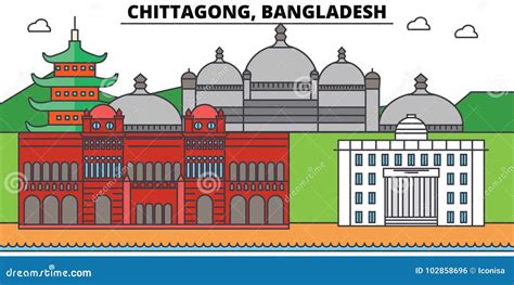 Chittagong Silhouette Skyline Bangladesh Chittagong Vector City