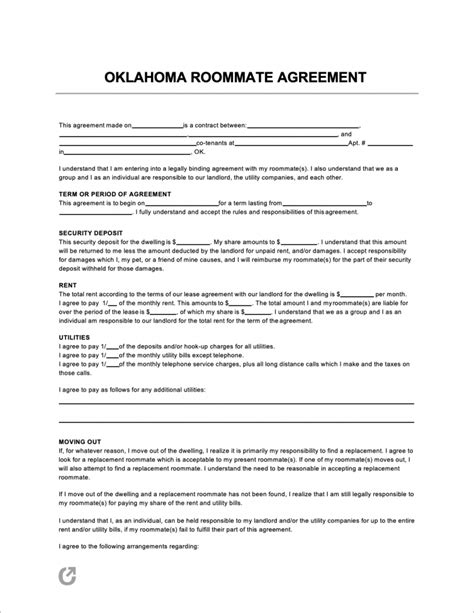 Free Oklahoma Rental Lease Agreement Templates Pdf Word