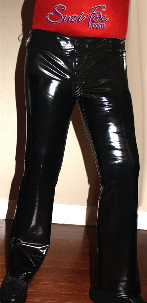 Mens Jean Style Pants Shown In Gloss Black Vinylpvc Spandex Custom