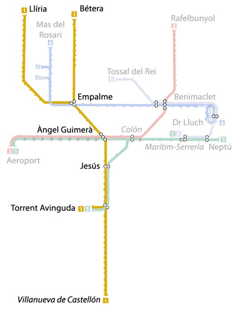 Valencia metro map, Spain