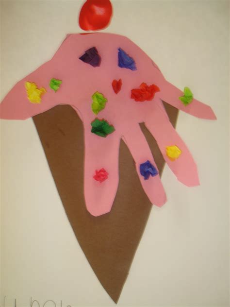 Ice Cream Cone Hand Print Preschool Projects Daycare Crafts Toddler