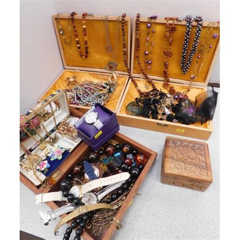 Four Jewellery Boxes And Contents Including Costume Jewellerywatches