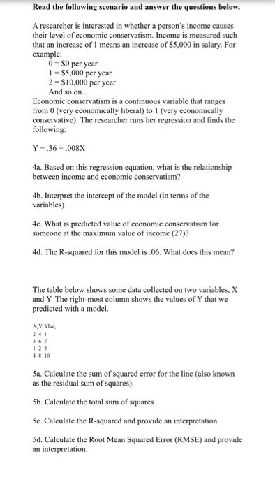 Solved Read The Following Scenario And Answer The Questions Chegg