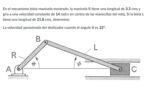 Solved En El Mecanismo Biela Manivela Mostrado La Manivela