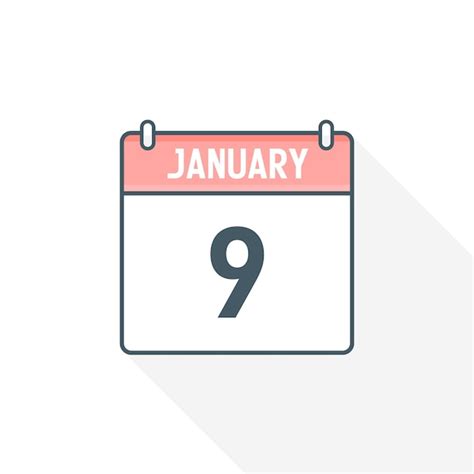 Premium Vector | 9th january calendar icon january 9 calendar date ...