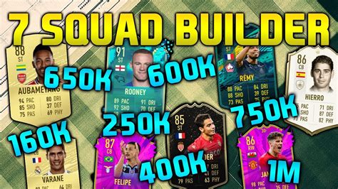 FIFA 20 SQUAD BUILDER 160K 250K 400K 600K 650K 750K 1M HYBRID SQUAD