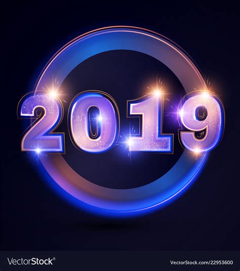 Happy New 2019 Year Elegant Shining Number Vector Image