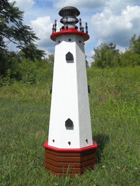 36" Solar lighthouse wooden decorative lawn and garden ornament - | aftcra