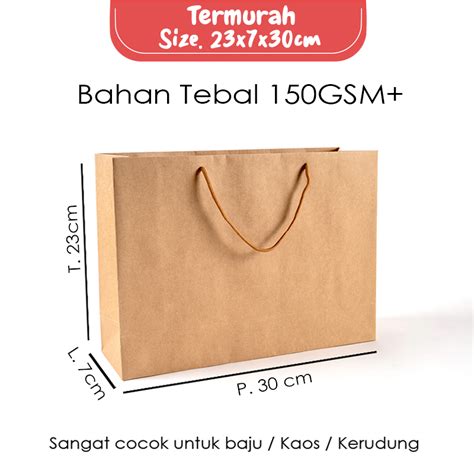 Jual Paper Bag Kado Polos Lanscape Jumbo Sedang Papper Bag Coklat Uk