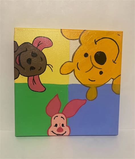 Winnie The Pooh Acrylic Canvas Painting Etsy