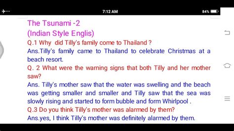 The Tsunami Questions And Answers Class 8th Lesson 2 Youtube