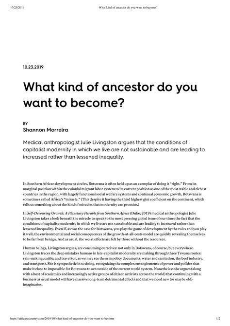 Pdf What Kind Of Ancestor Do You Want To Become