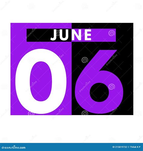 June 6 Modern Daily Calendar Icon Date Day Month Stock