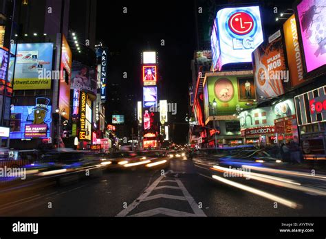 Times Square New York NY At Night Stock Photo - Alamy