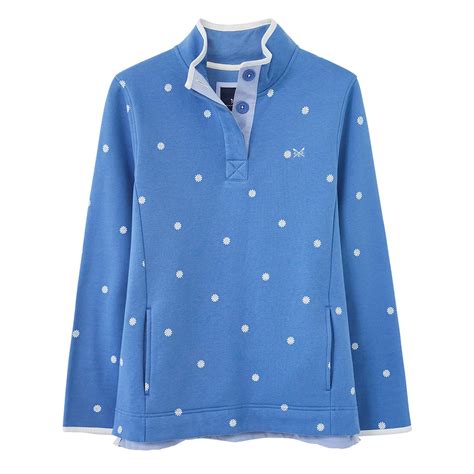 Blue Daisy Print Half Button Sweatshirt Brandalley