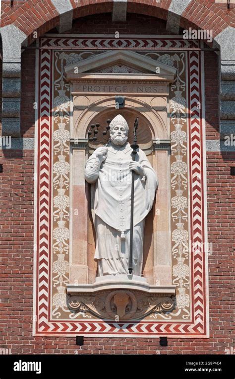 Italy Lombardy Milan Castello Sforzesco Castle Sant Ambrogio Statue