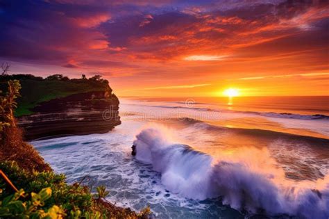 Templo Tanah Lot No Sol Set Bali Island Indonesia Sazonal Oceano No Sol