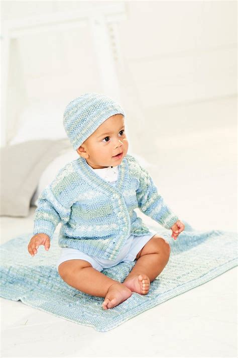 Cardigan Hat And Blanket In Stylecraft Bambino Prints DK 9845 The