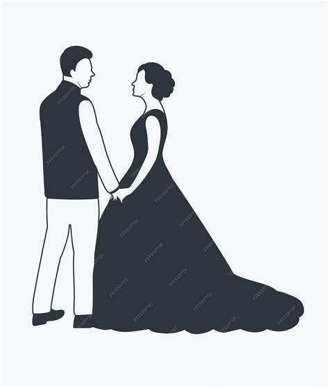 Premium Vector | Black silhouette of a wedding couple on a white background