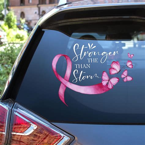 Breast Cancer Awareness Pink Ribbon Butterflies Transparent Car Decal