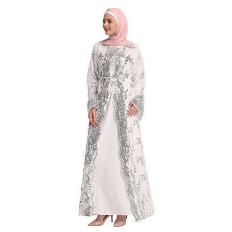 Ovbmpzd Chill Girlscostumer Muslim Women Lace Sequin Cardigan Maxi