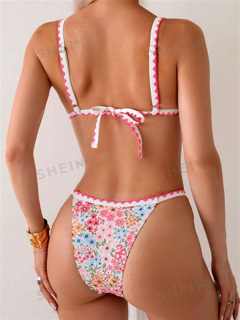 Ensemble de Bikini Sexy à fleurs Ditsy de plage d été pour femmes avec