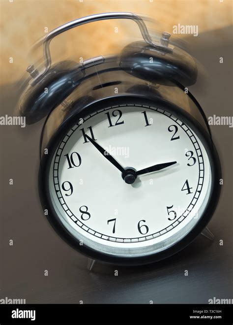 Old Fashioned Black Alarm Clock Vibrating Stock Photo Alamy