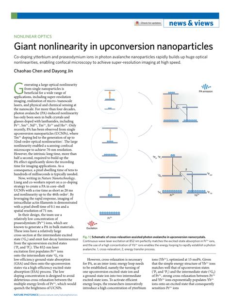 Pdf Giant Nonlinearity In Upconversion Nanoparticles